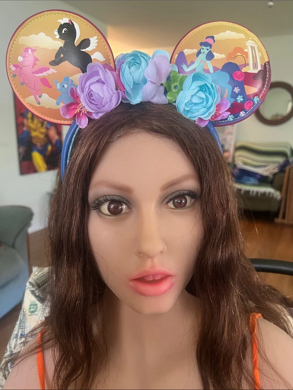 #2468**Disney Pastel Pegasus Floral Ear Headband - Blue, Pink, Lavender